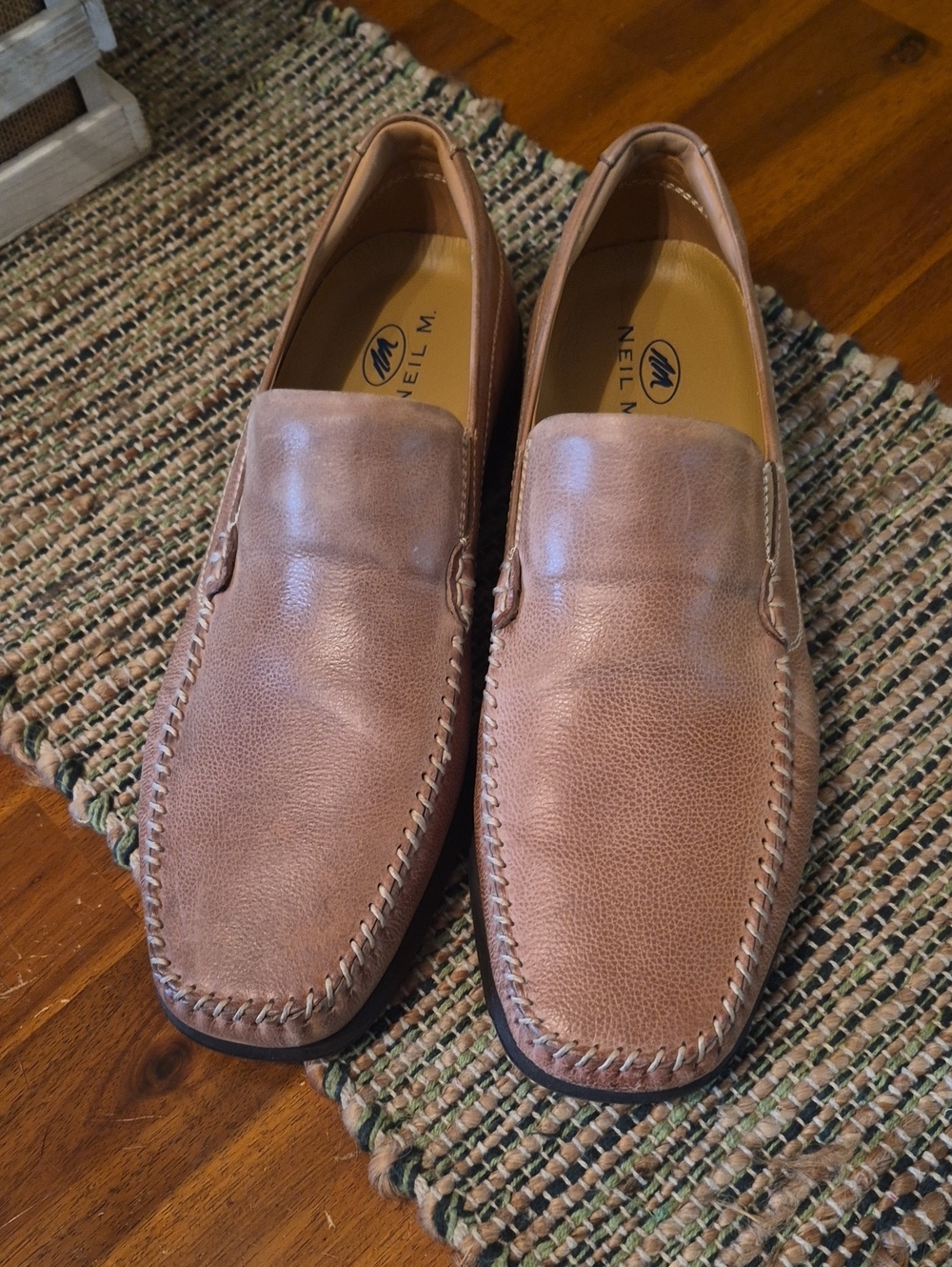 Neil M Men's Light Brown Leather Slip-On Moccasin Loafers Size 12